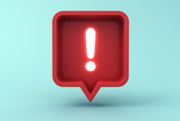 alert notification icon in a red dialogue square