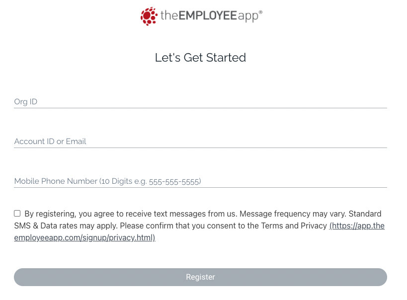 blank required form fields for sms text enrollment