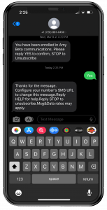 SMS text confirmation for enrolling in texting