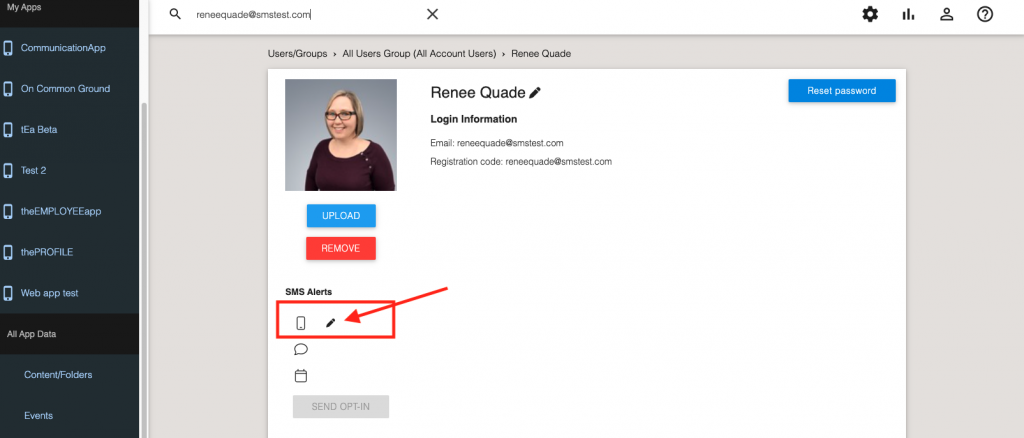 edit profile information to add phone number